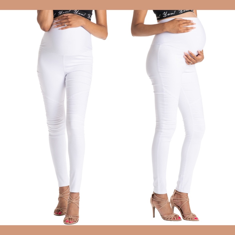 NWT Preggo Leggings‎ Moto White Maternity Small